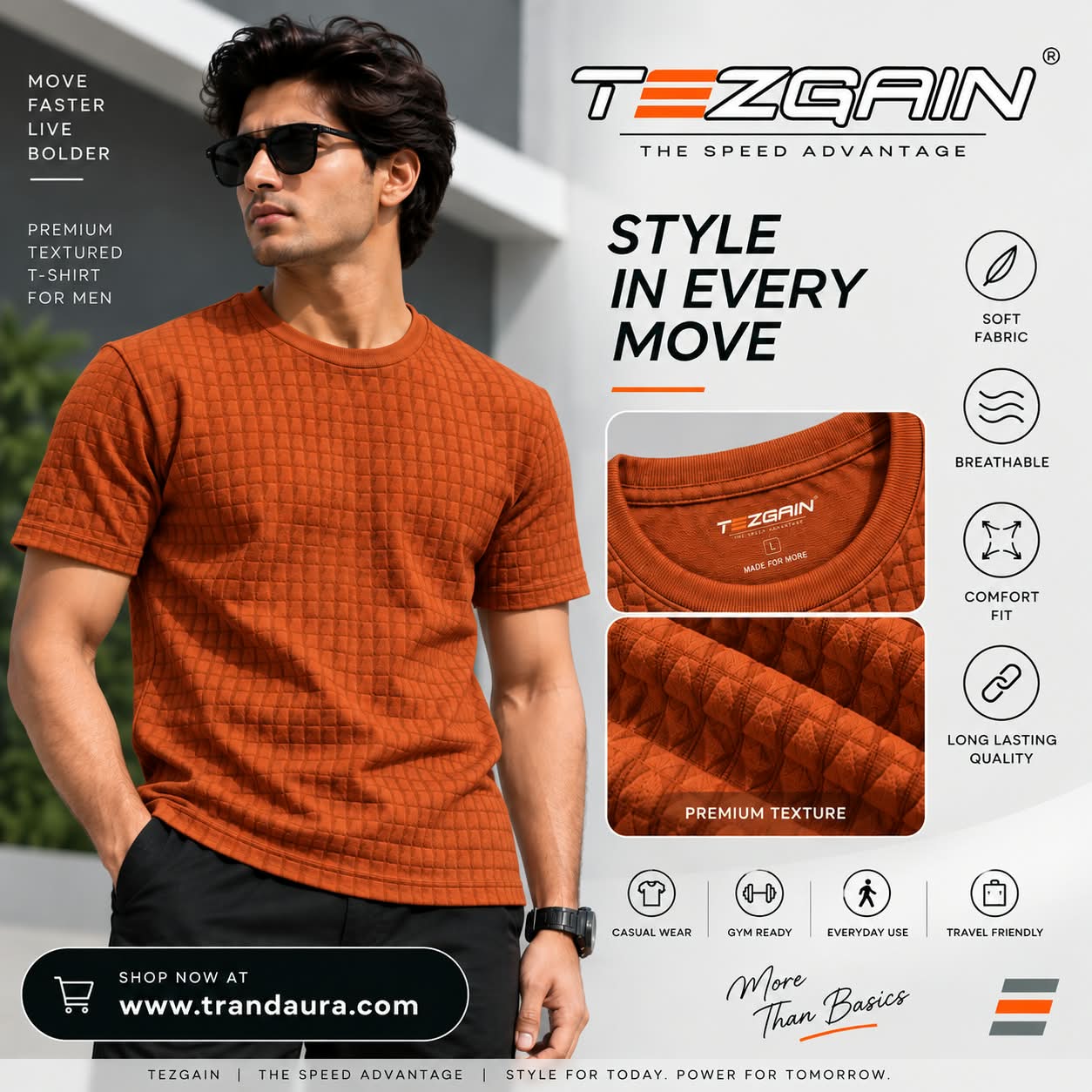 Tezgain ultra round nack tshirt luxury orange 