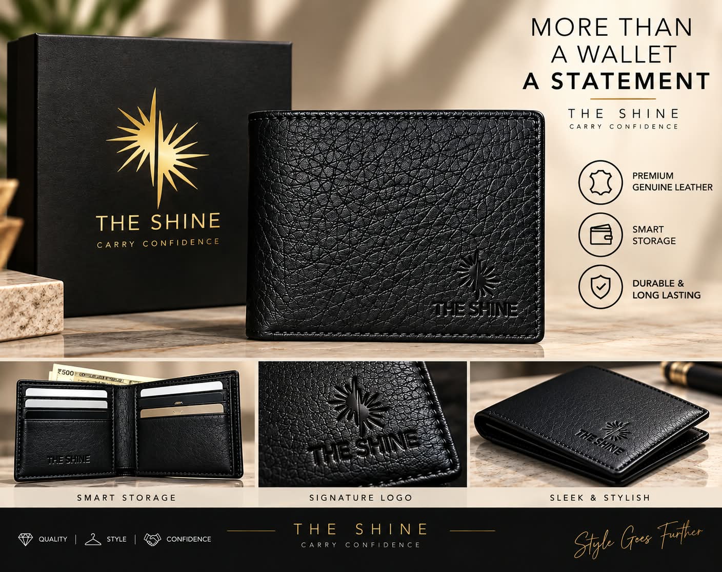 THE SHINE -BLACK WALLET