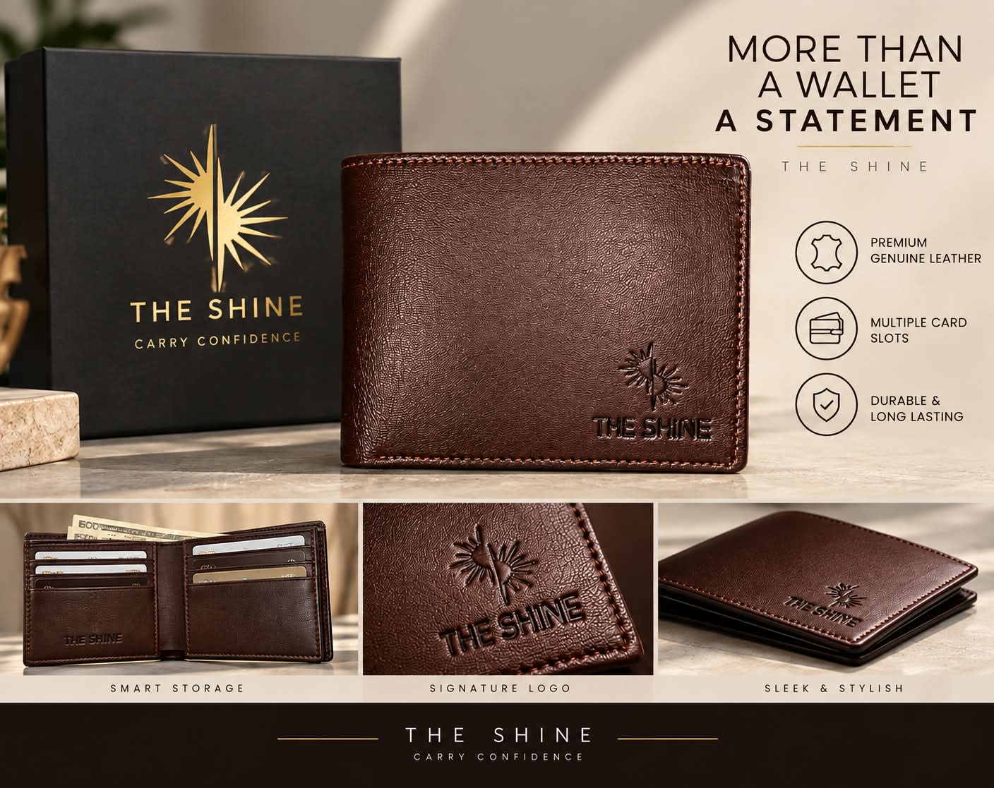 THE SHINE -CLASSIC BROWN WALLET