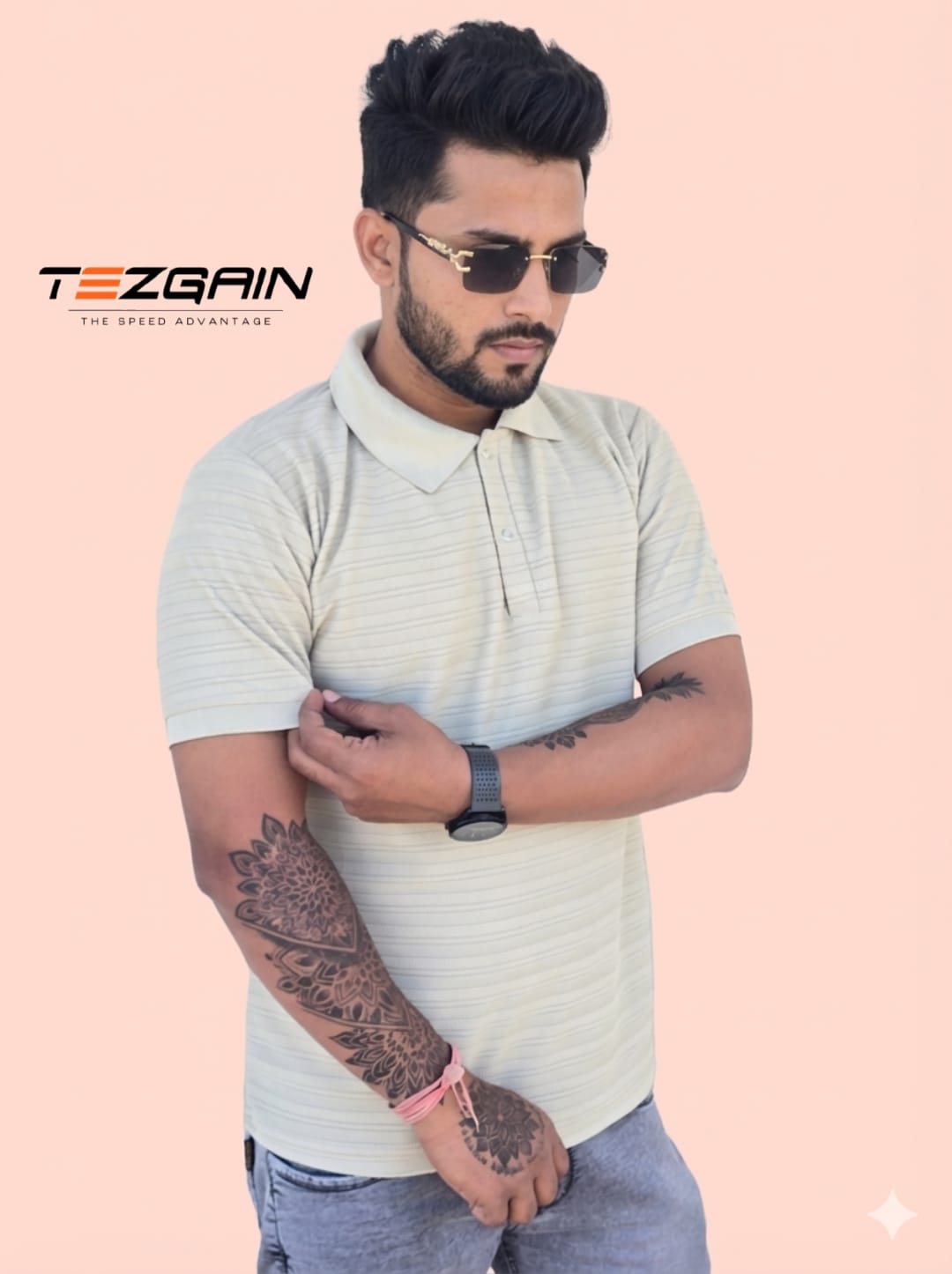 Man's Polo tshirt- cream 