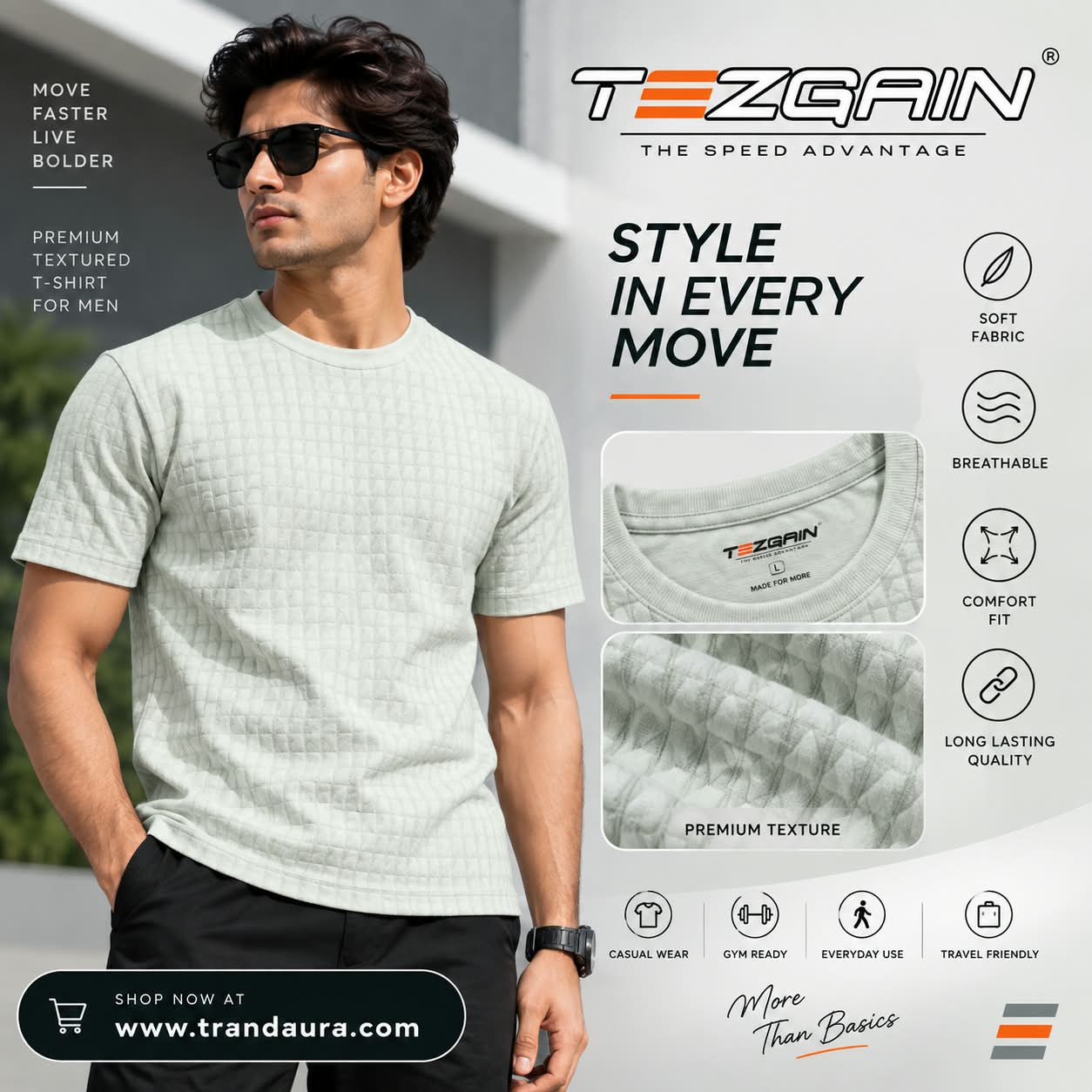 Tezgain round nack tshirt -white