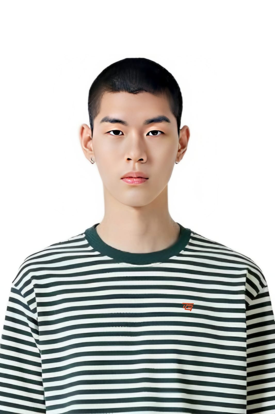 Round neck stripped tshirt- green white