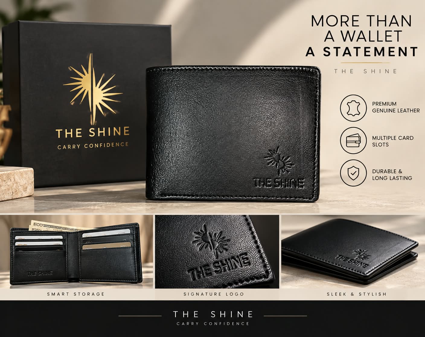 THE SHINE -CLASSIC BLACK WALLET