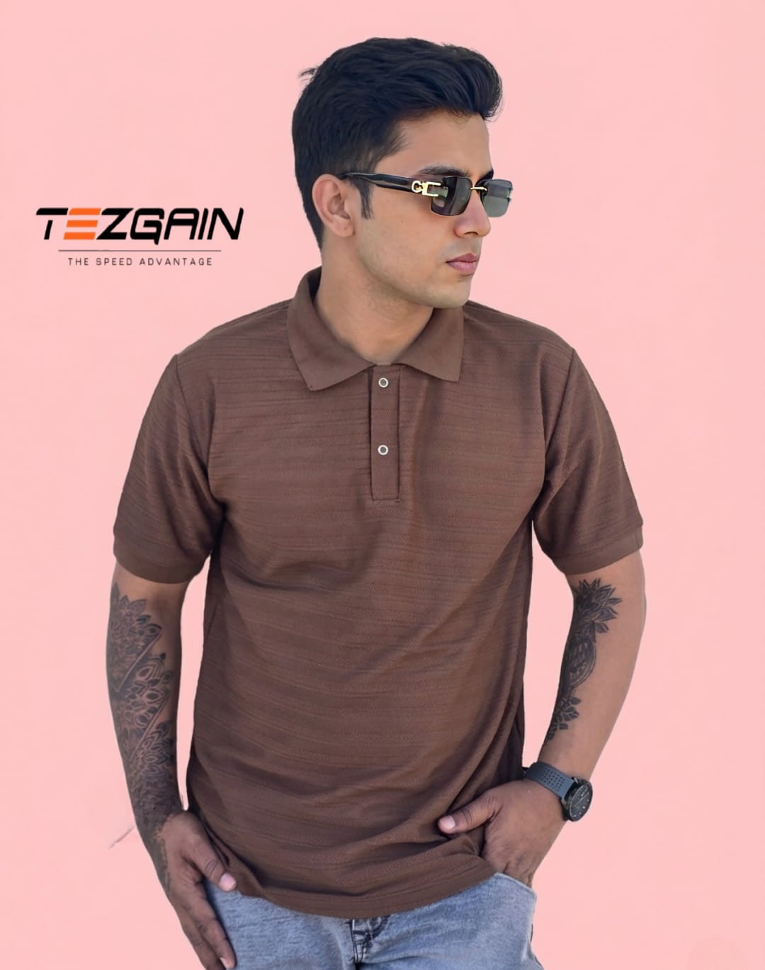 Man's Polo tshirt- brown