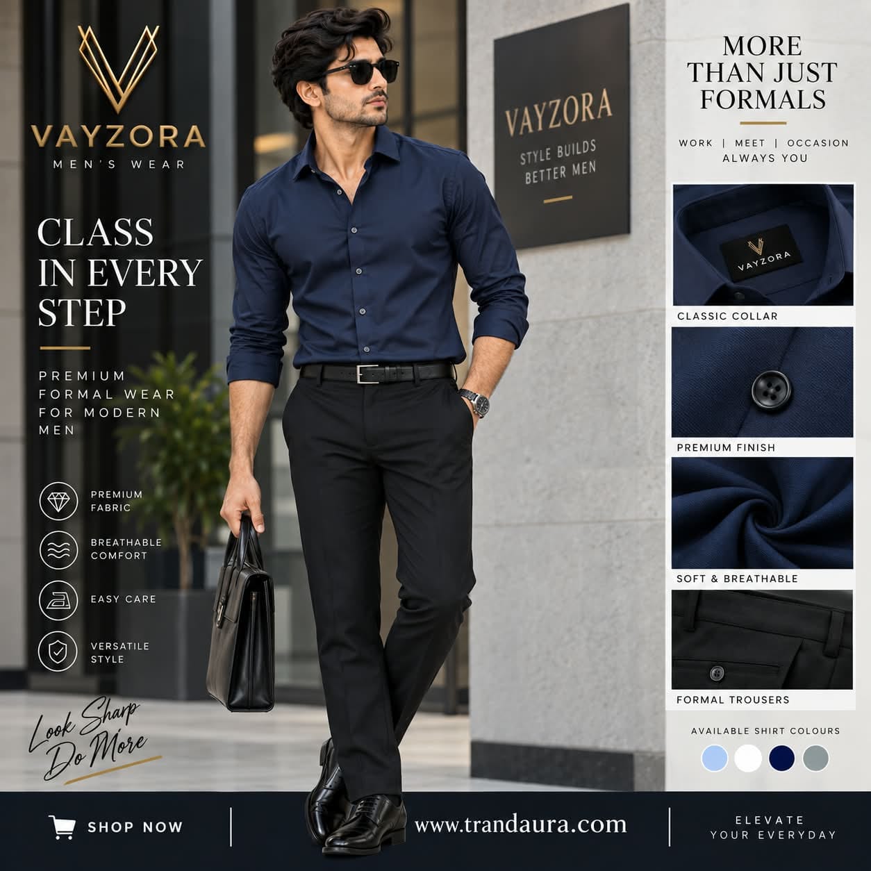 Man's classic formal shirt- navy blue 