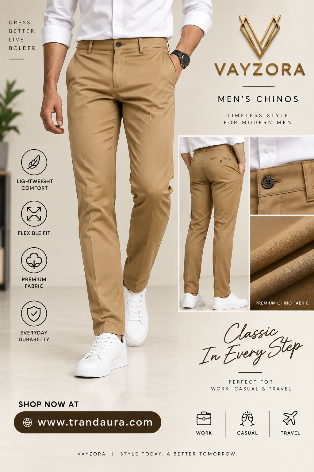 Mans chinos -cream